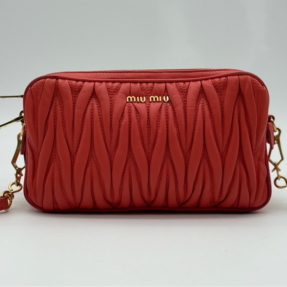 ❗️SOLD❗️MIU MIU MATELASSE RED CAMERA BAG CROSSBODY
